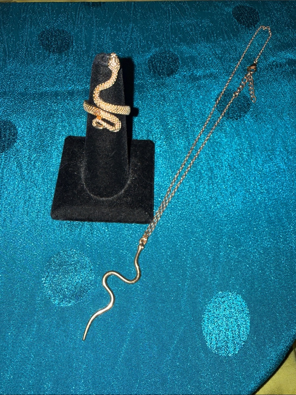 Gold Snake Ring and Pendant Necklace Set - Gold Tone Women’s Jewelry